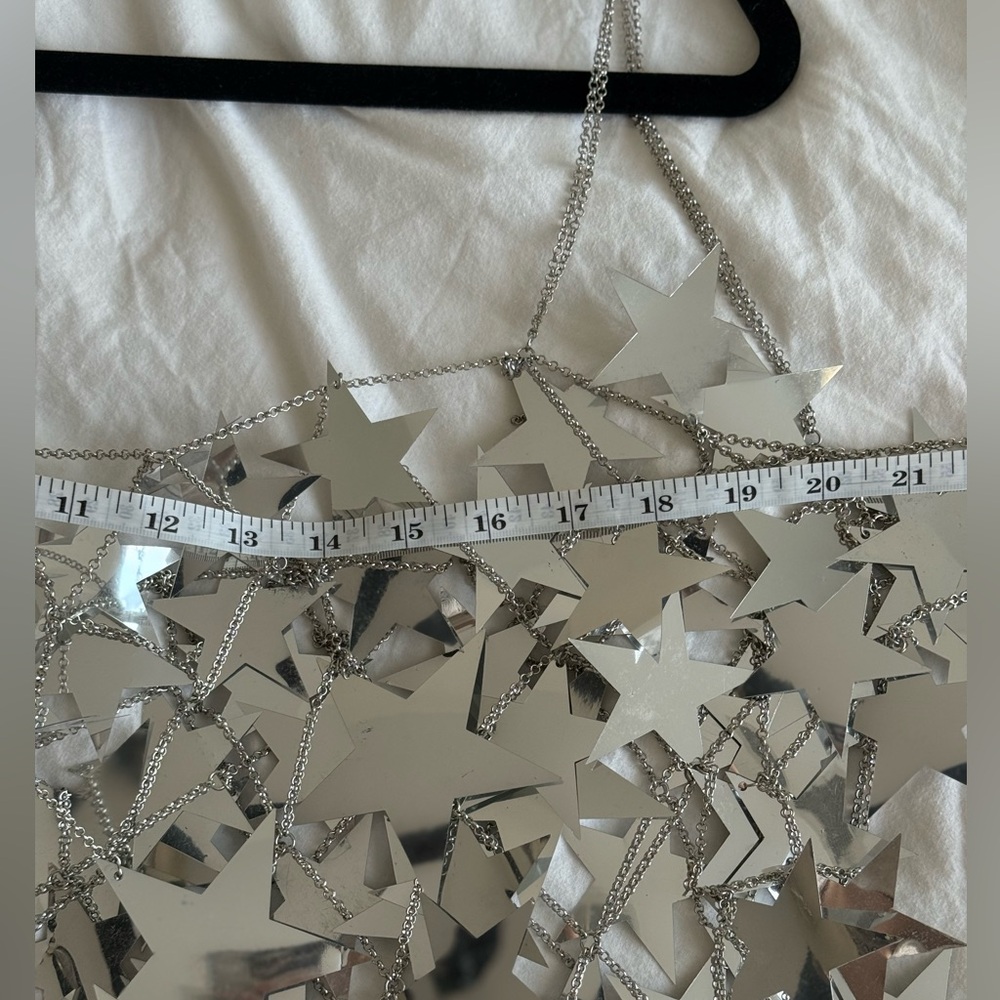Silver Star Chainmail Mini Dress Festival Rave Metallic Party OS - Picture 9 of 9